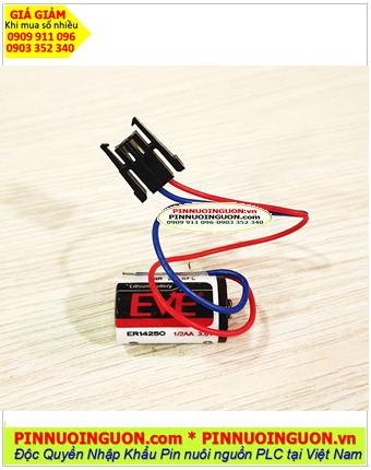 EVE ER14250 (Zắc Mitsu), Pin nuôi nguồn PLC EVE ER14250 lithium 3.6v 1/2AA 1200mAh chính hãng